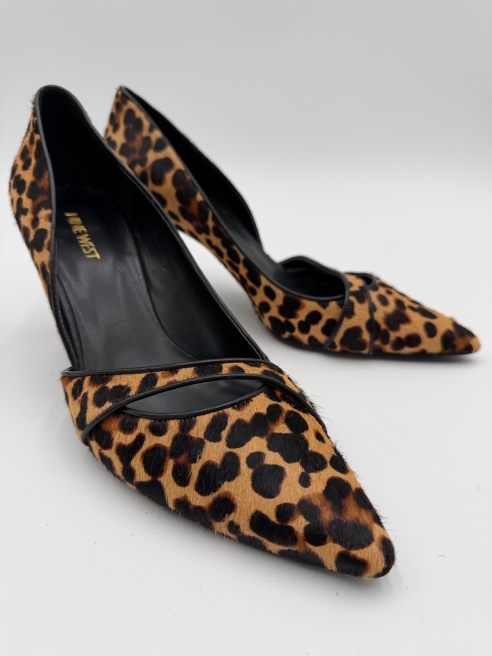 NINE WEST sz9 Calf Hair On Leopard Print Pump Heels